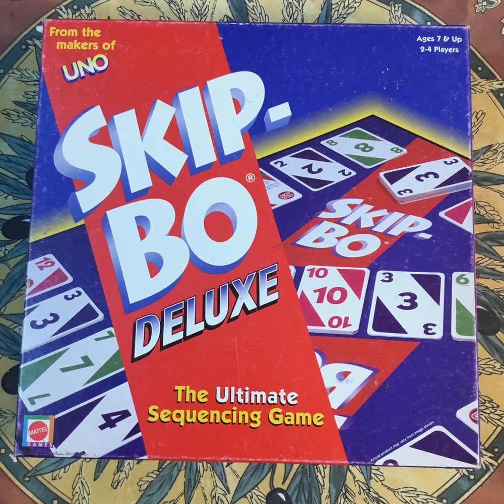 Skip-Bo Deluxe by Mattel Games, The Ultimate Sequence Game, Used, Complete, Vtg
